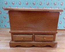 Dollhouse Miniature Solid Oak Toy Box by Town Square Miniatures