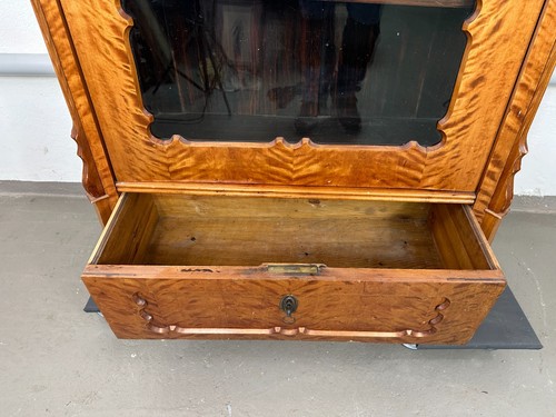 Antike Vitrine Schrank Holz Spätbiedermeier 19. Jh. Birke Furniert Regal Möbel - Bild 7 von 16