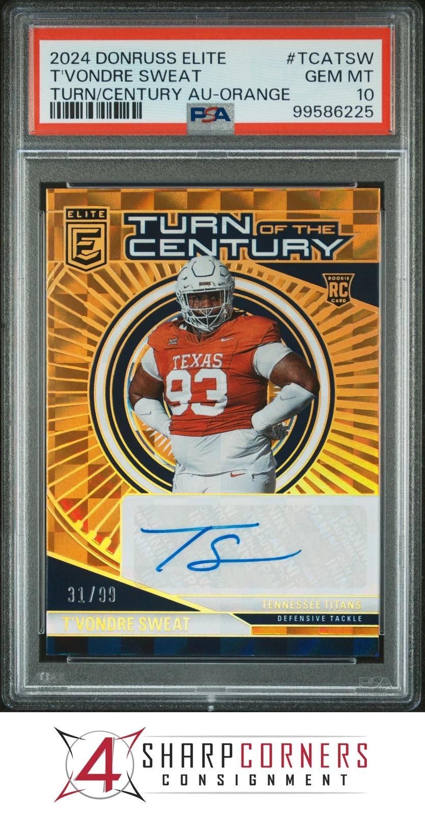 T'Vondre Sweat Panini Donruss Elite Turn of the Century Autographs #TCATSW Orange