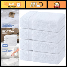 Set of 4 White Bath Towels - 27x54 Inch, 100 Cotton, Extra Absorbent  Soft