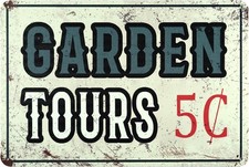 Garden Tin Sign Outdoor Gardening Metal Signs, 12 x 8 Inch