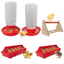 Chick Feeder  Waterer Starter Kit with 2 Trough Feeders and Roost Bar   No-L...