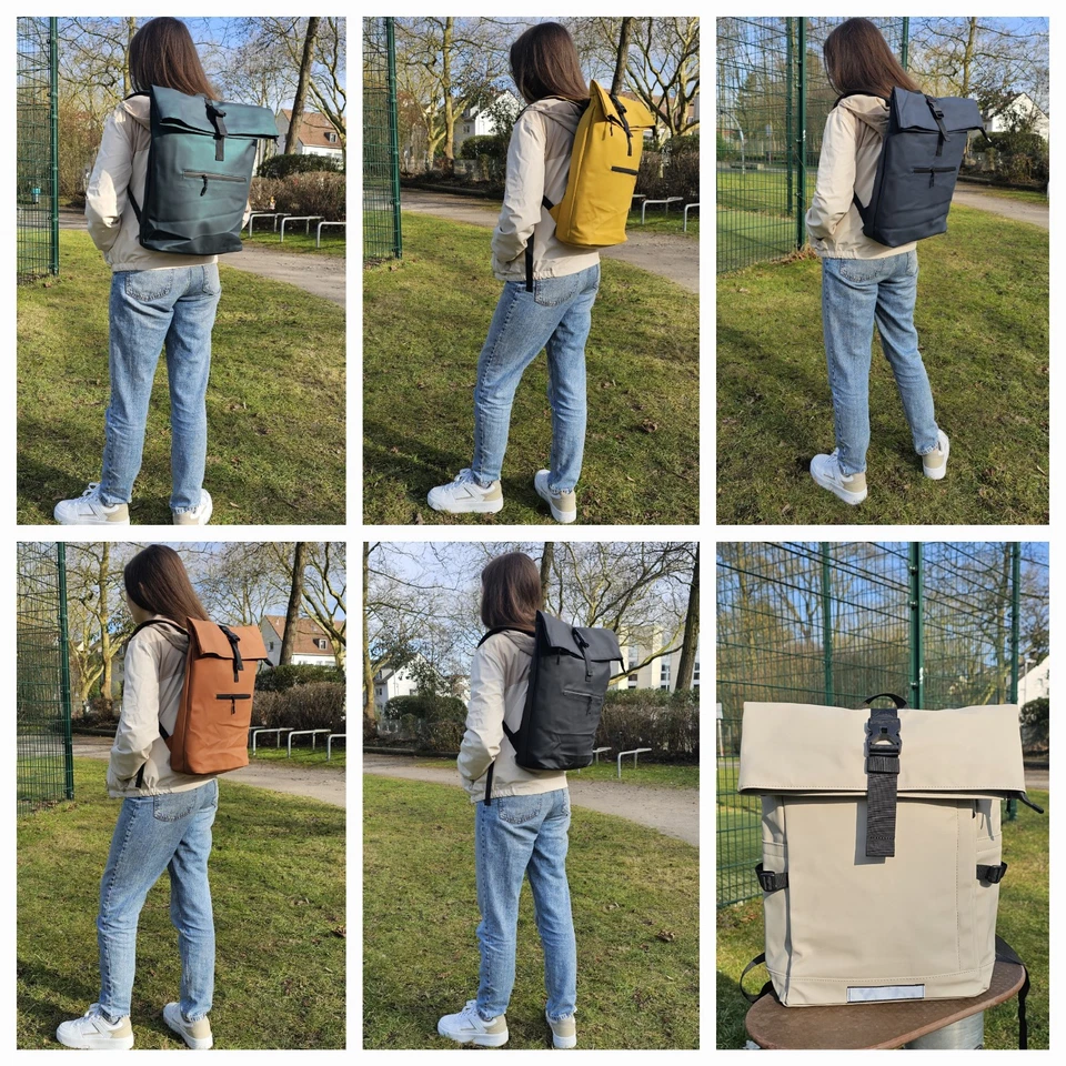 Freizeitrucksack Arbeitsrucksack Groß Damen/Herren Rolltop Rucksack Wasserfest - Bild 2 von 4