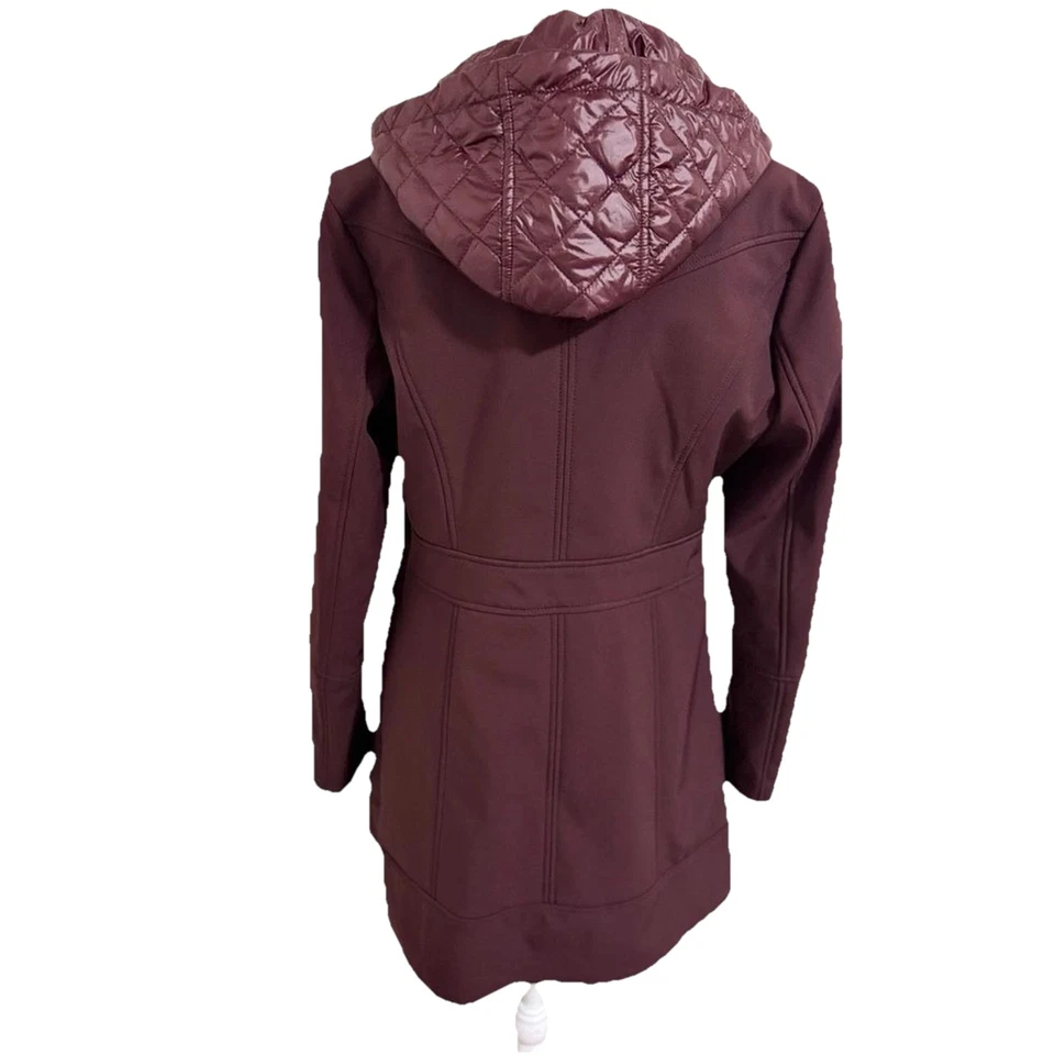 Guess Women’s Burgundy Coat, Double Zipper with Hood - Size S - Image 3 of 4