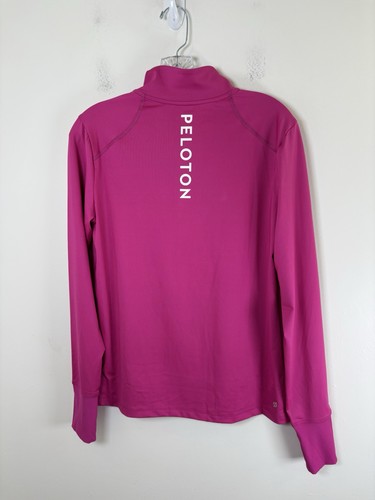 Peloton Top Women Size Medium Pink Logo 1/4 Zip Stretch Spinning Cycling Workout - Picture 2 of 10