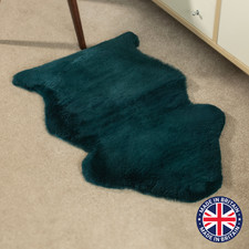 Teal Green  Sheepskin Rug Clipped Short Wool Pram Liner Floor Covering Soft