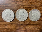 1951 P, D, S Franklin Half Dollar - Lot of 3 Nice circulated 90% Silver coins