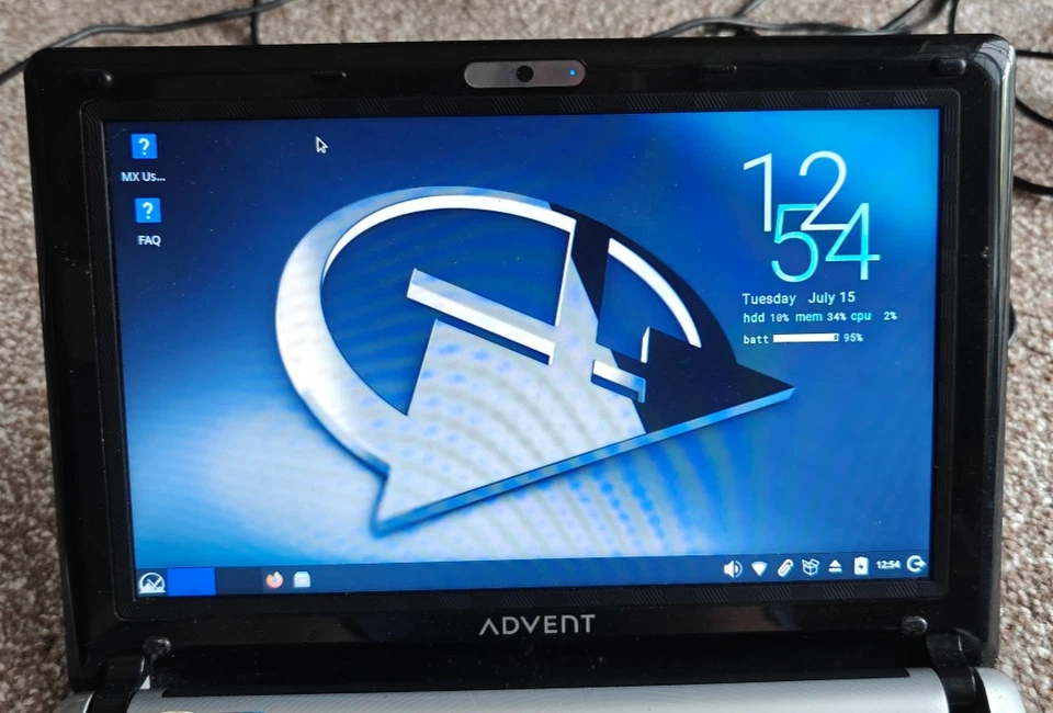 Advent Milano W7 10'' Laptop Netbook Linux Webcam Office 80GB HDD Working Cheap - Image 2 of 4