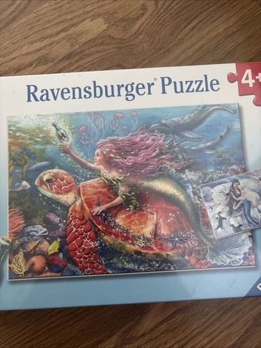Ravensburger Mermaid Adventures 2x24 Sea Turtle 2 Puzzle Size 10" x 7" Sealed - Picture 2 of 3
