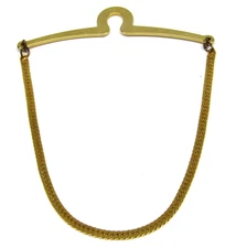 Tie Collar Bar Herringbone Chain Hook Button  2-1/2" inch Vintage Men Gold Gift