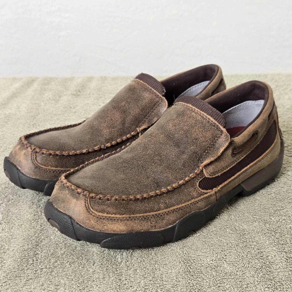 Twisted X Slip On Driving Moc Men\'s size 9.5M MDMS002 CASUAL DAILY BROWN LEATHER Twisted X Brown Casual Shoes for Men with Upper Leather for  main image 3