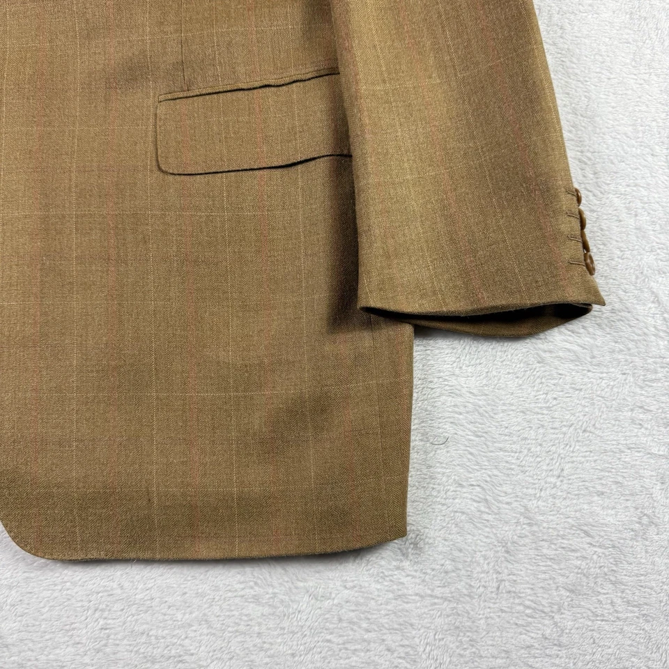 Blazer de lana de seda Canali para hombre EU 54 US 44 marrón a cuadros 3 botones abrigo deportivo chaqueta Foto 3 de 4