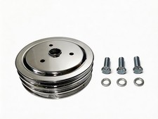 Chrome Steel Small Block Chevy Triple Groove Crankshaft Pulley Short Water Pump Chrome Steel Small Block Chevy Triple Groove Crankshaft Pulley Short Water Pump
