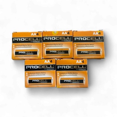 5 Packs of Duracell PROCELL Alkaline AA 1.5V Industrial Battery 20 Batteries