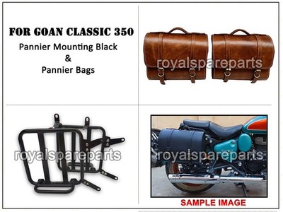 Für Royal Enfield Goan Klassisch 350 Original Leder Packtasche Beutel &