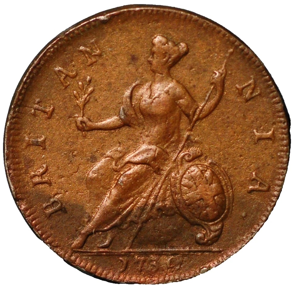 Great Britain 1/2 Penny 1750 George II KM# 579.2 - Image 2 of 2