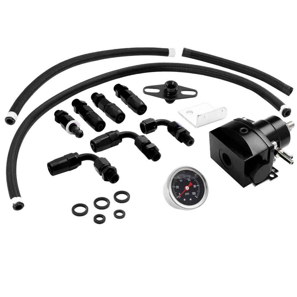 Universal Adjustable Fuel Pressure Regulator Kit 100psi Gauge AN6 ...