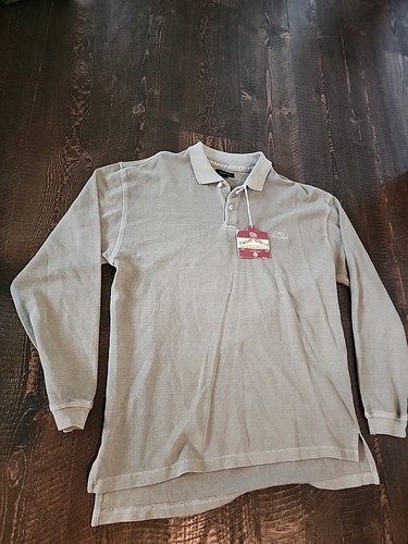 True Grit Buffalo Nickle Polo Langarm Baumwolle Gr. L Eisen Pferd Golf Whitefish