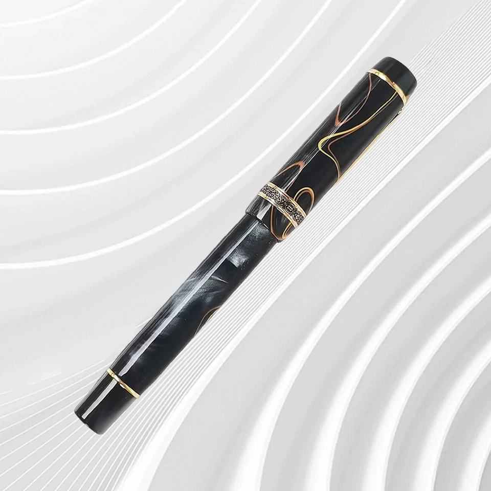 New Kaigelu 316 Resin Celluloid Black Fountain Pen EF/F Nib Writting Ink PenaHvs - Image 2 of 4