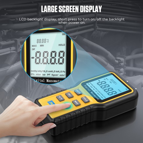 Digital LCD Manometer Dual Port Rohre Druckmesser Luftdruck / Temp Messung Test - Bild 8 von 14