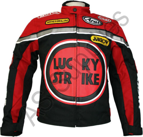 LUCKY STRIKE Cordura Textil Motorrad Jacke - Motorradjacke - Schwarz / Rot - Bild 1 von 3