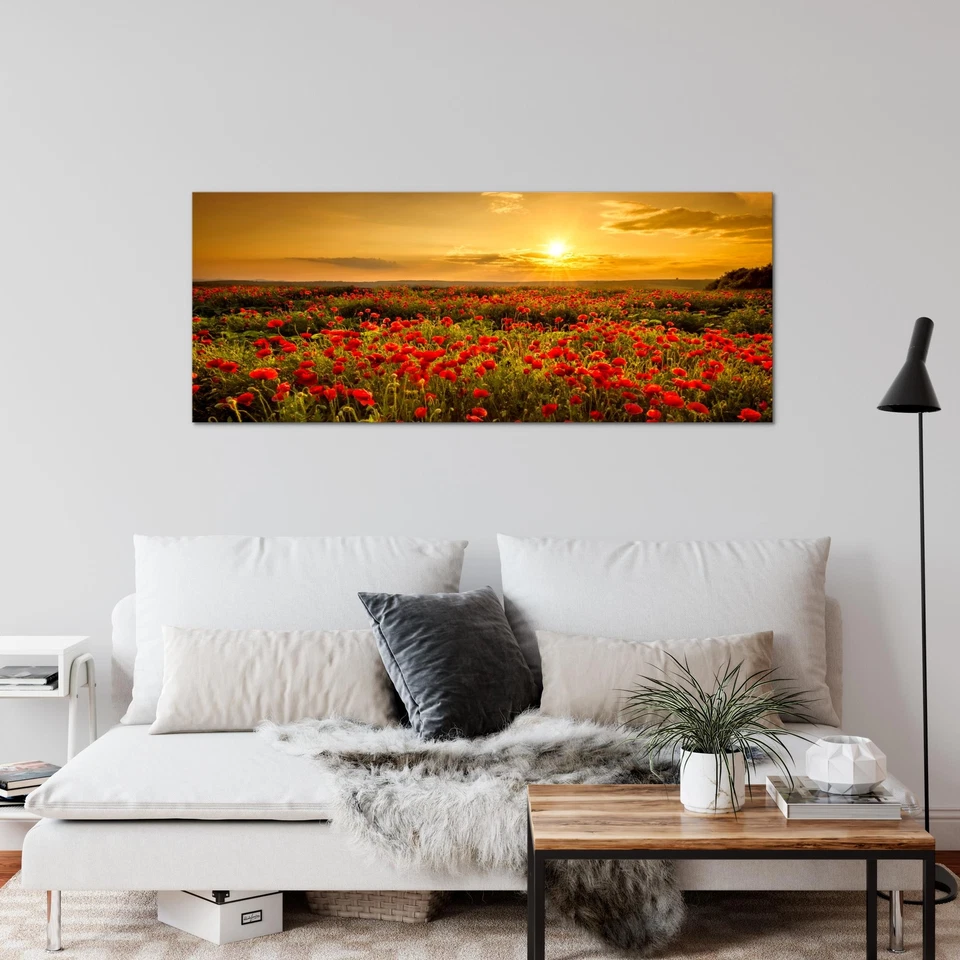 Wandbilder XXL  Blumen Mohnblume100 x 40 cm Wohnzimmer Schlafzimmer Bilder Deko - Bild 4 von 4