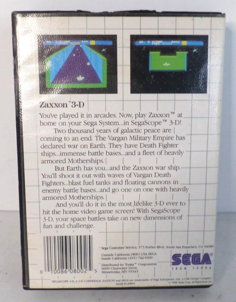 Sega Master Zaxxon 3-D CASE ONLY - NO GAME or Instruction Booklet
