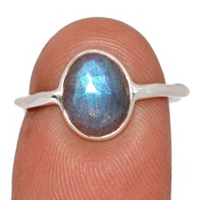 Natural Faceted Labradorite - Madagascar 925 Silver Ring Jewelry s.6.5 CR71734
