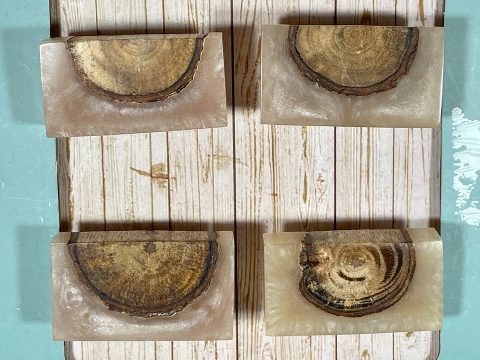 TOMMY BAHAMA Cabinet Knobs Set Of 4 Faux Marble Wood Drawer Square Pulls NEW - Image 2 of 4