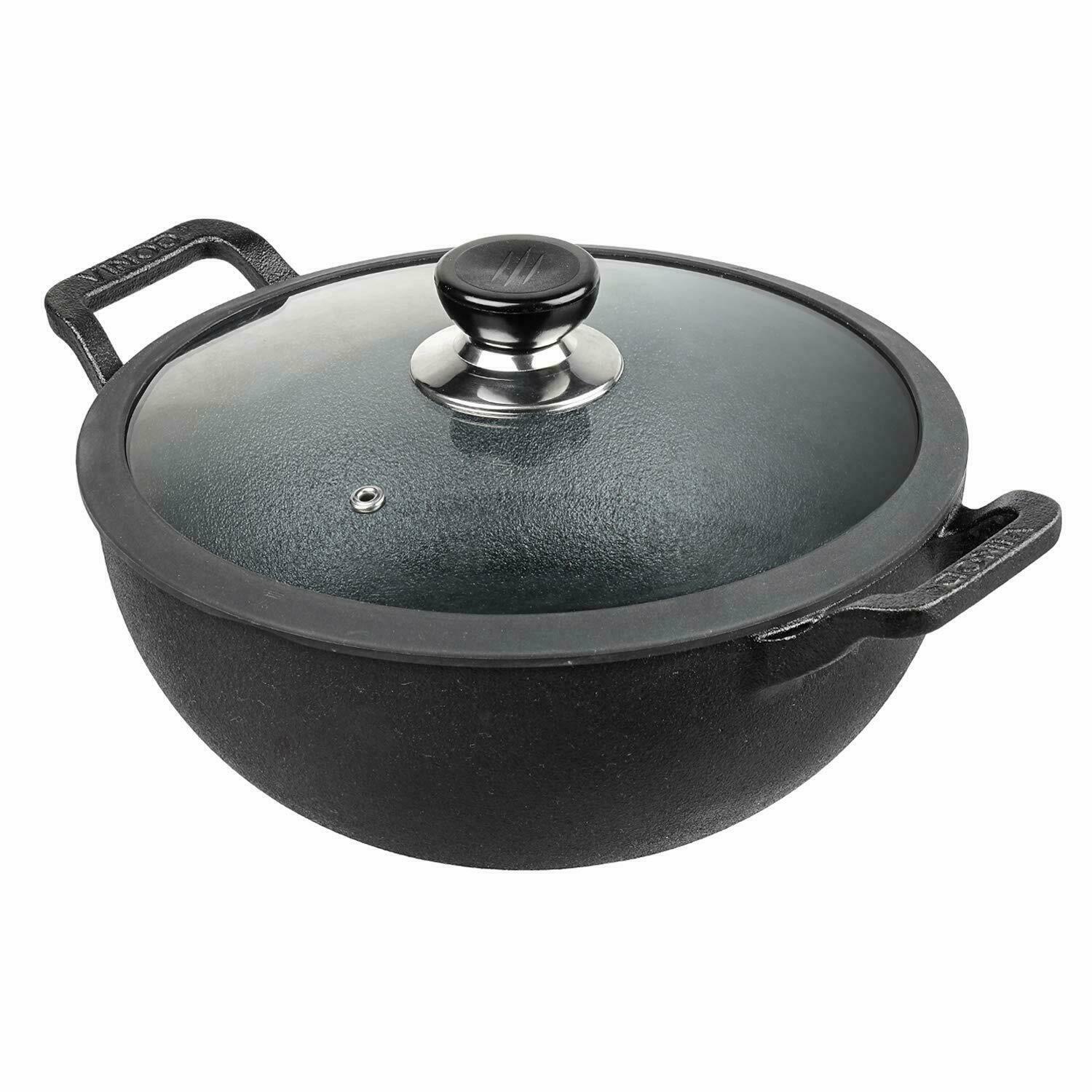 Vinod Legacy Pre-Seasoned Cast Iron Kadai 24cm