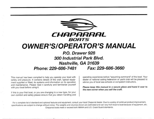1980-2010 Chaparral Boats OWNER'S MANUALS Parts Lists Instructions - Picture 154 of 244