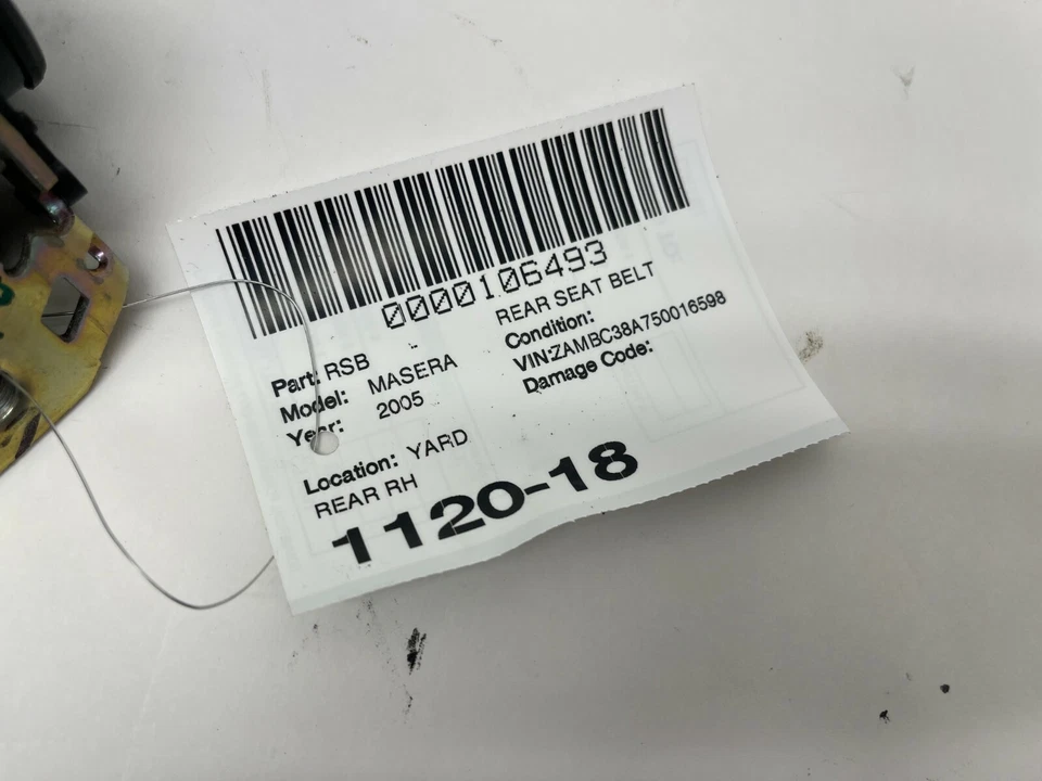 Maserati Coupe GT 2005-2007 retractor de cinturón de seguridad trasero derecho del lado del pasajero OEM Foto 4 de 4
