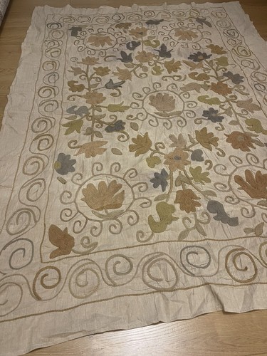 Antique Vintage Uzbek Embroidery Suzani Bed Cover Table Cloth Throw. 165/122cm - Picture 4 of 13