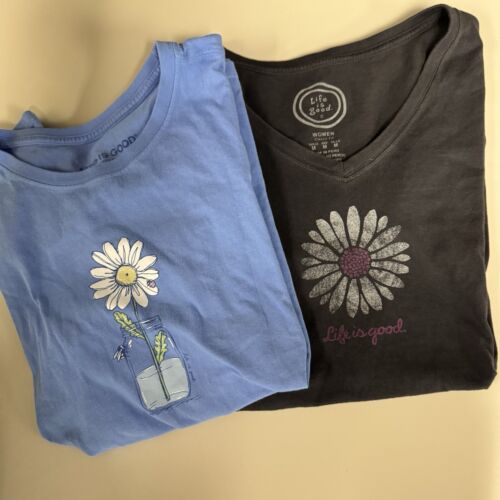 Life Is Good Women’s Size Medium Floral Tee Bundle Of 2