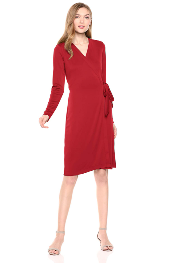 amazon red wrap dress Small women's wrap around red dress