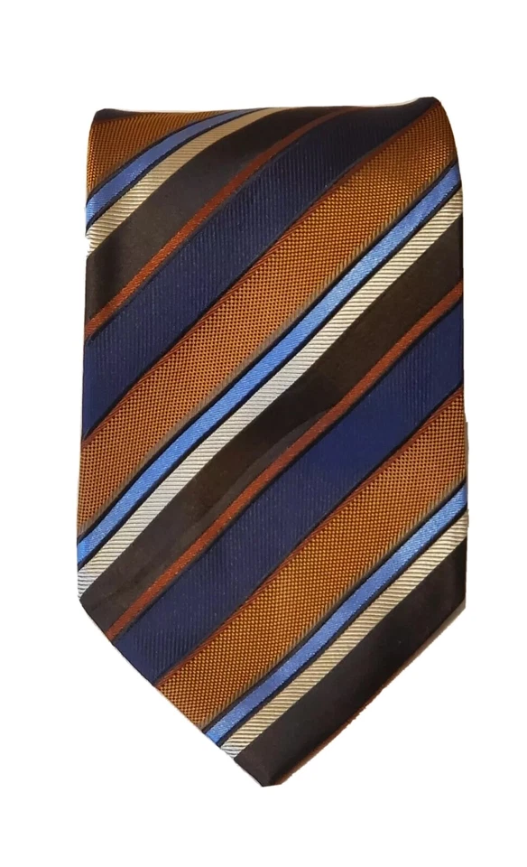 Corbata de seda a rayas para hombre usada L 59" W 4,5" Foto 3 de 4