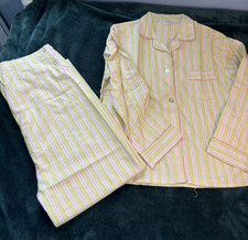 Mortal Vintage Pajamas Set Size 38 NEW Long Sleeve Top Pants Flaws Pink Yellow