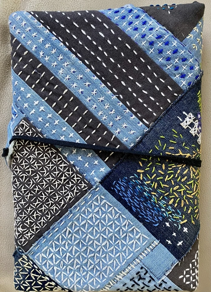 Funda Funda iPad Sashiko Tela Bordada Boro Retazos Textil Arte Foto 4 de 4