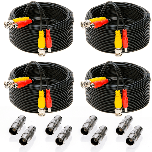 4 x 100FT Video Power Cable BNC DC Security Camera Extension Cord for CCTV - Picture 1 of 11