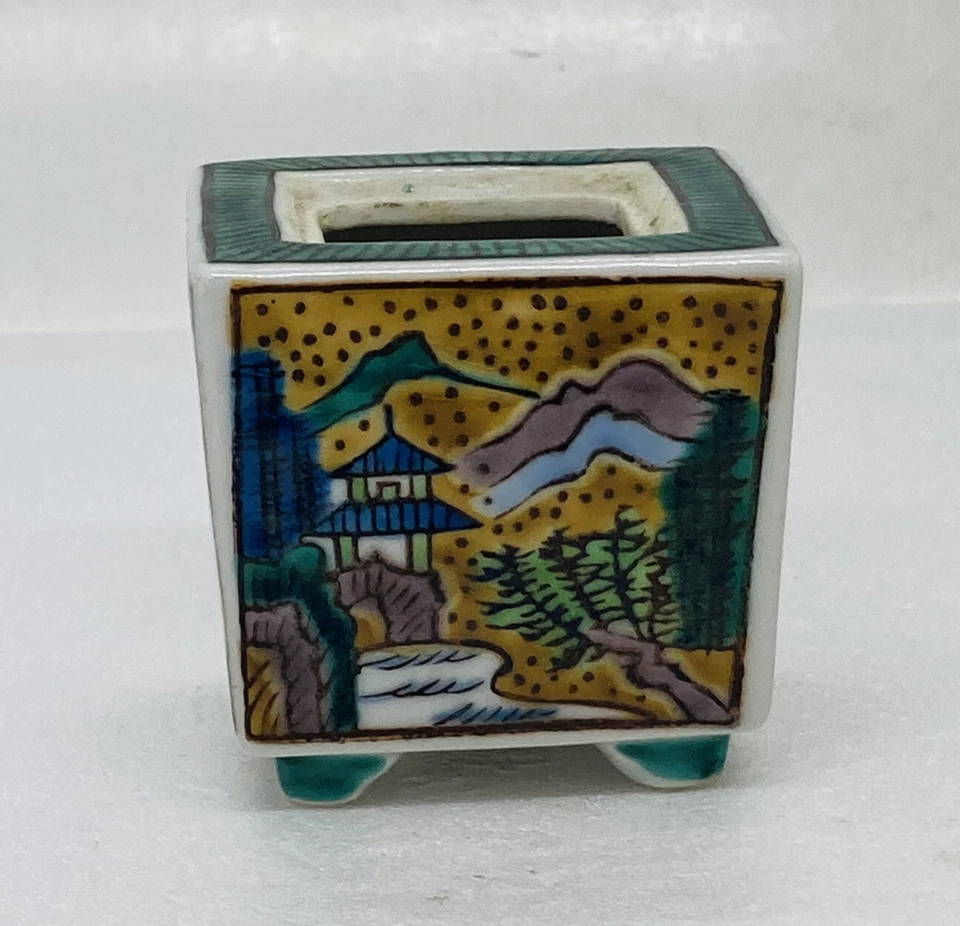 "Raro soporte de incienso de cerámica china de los años 50 de 2"" esmalte arte natural 22" Foto 4 de 4