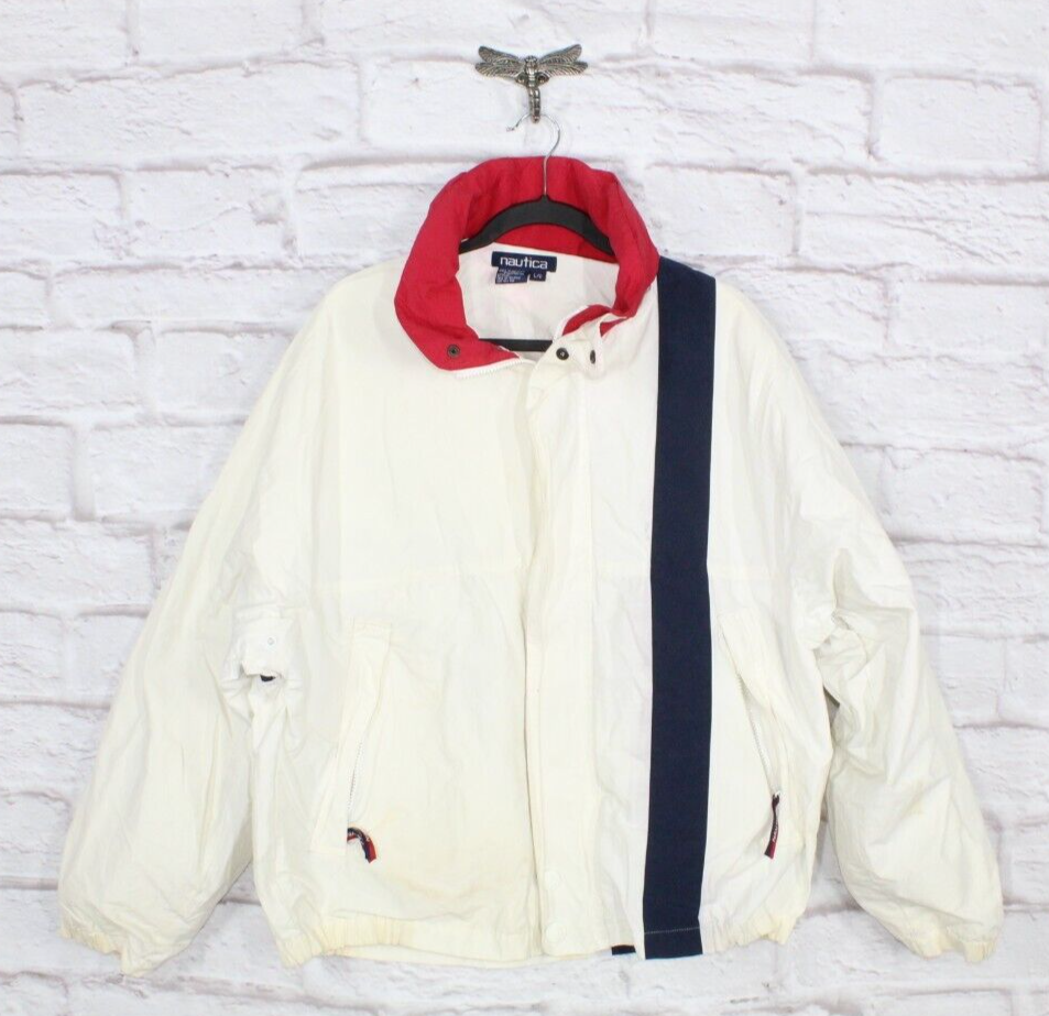 Vintage Nautica Sport XCV Mens White Cotton Nylon Racing 