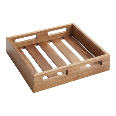 American Metalcraft 11 1/4'' x 9 7/8'' x 2 1/2'' Acacia Wood Crate WS-124AWH2