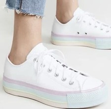 Nuevo En Caja Converse CTAS Lift Ox Plataforma Zapatos Pastel Brillo Arco Iris EE. UU. 8.5