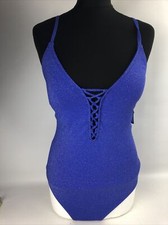 HOLIDAY SHOP ladies' sparkling royal blue one-piece swimming suit Blue UK12  M32
