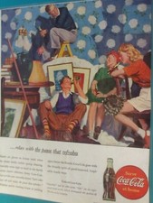1946 Coca-Cola Bottle art "Relax With The Pause........" Vintage promo print ad