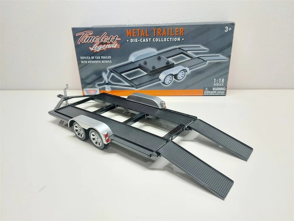 CARRELLO TRAILER TRASPORTO AUTO per FURGONE ASSISTENZA RALLY UNIVERSALE 1/18 - Immagine 2 di 4
