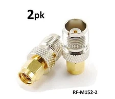 2-PACK TNC Female to Gold-Plated SMA Male Coaxial RF Adapter, RF-M152-2