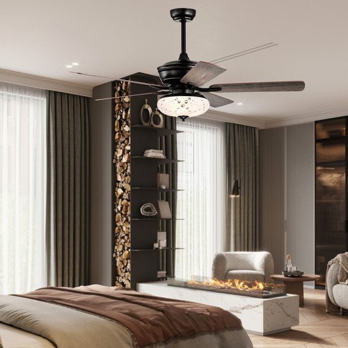 52" Ceiling Fan with 3 Wind Speeds, 5 Reversible Blades & Remote Control Grey - Picture 3 of 10