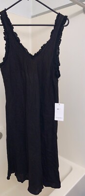 Nina Ricci 100% Linen Black Sleeveless Dress - Made in Italy NWT - One Size / L