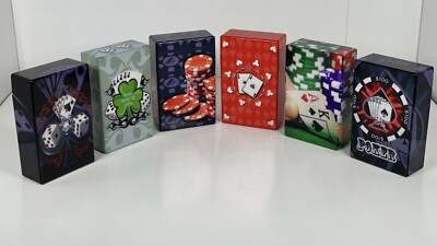 12 Poker, Motorcycle with Lady Push Open Cigarette Case Pack Holders King's 